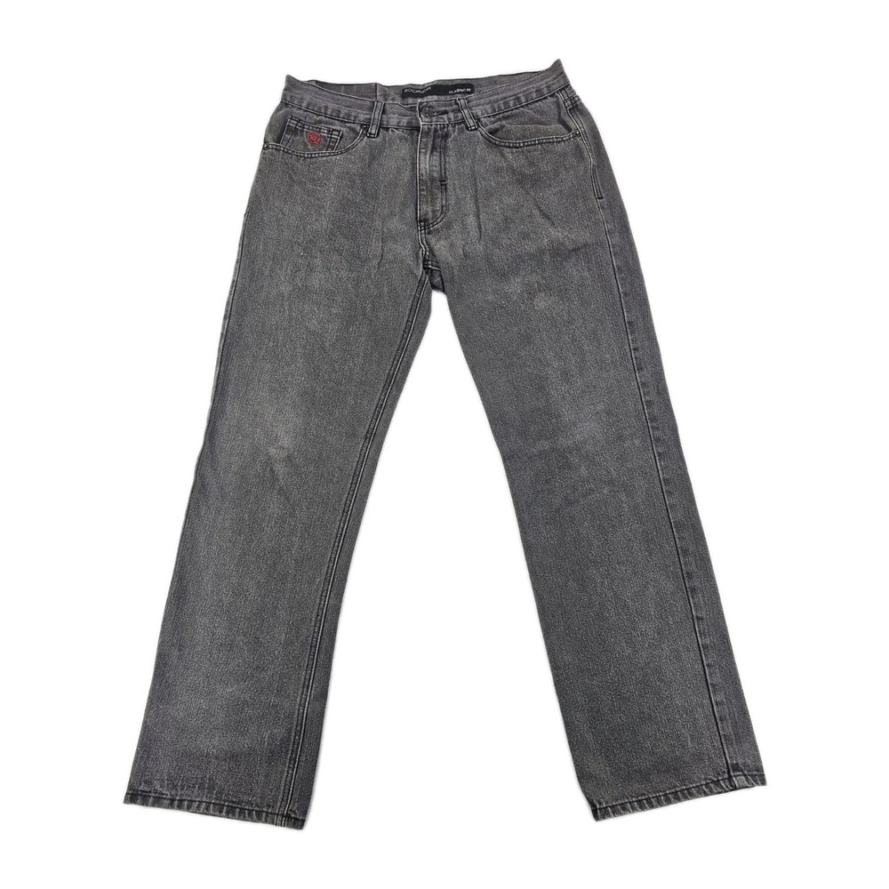 Vtg Rocawear Men's Jeans 32 Denim Black Red Flap Pockets Y2K Faded Skater Grunge